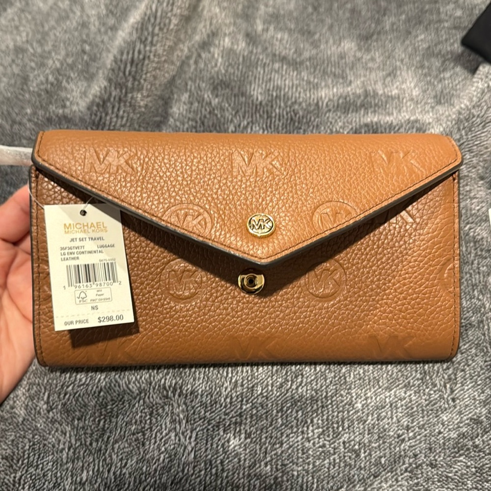 Jet Set Travel Large Logo Embossed Leather Envelope Wallet